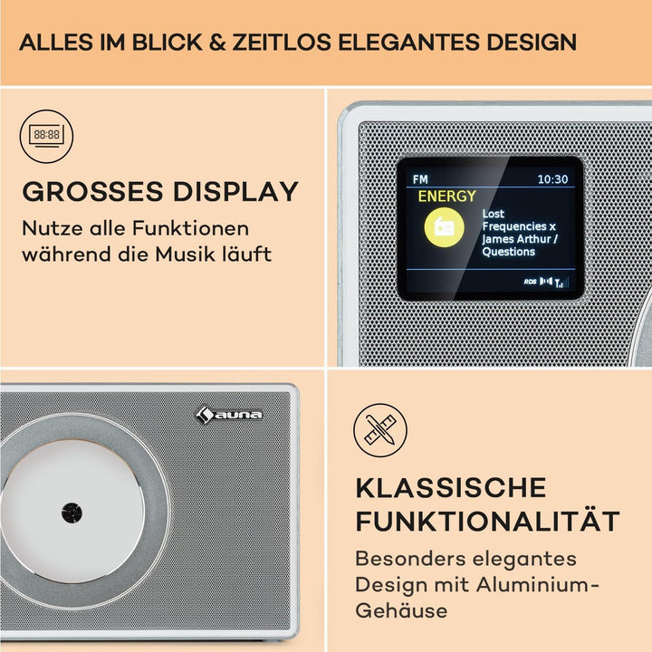 Auna Radio für Küche & Bad, DAB Radio mit CD Player zur Wandmontage, DAB Plus mit Bluetooth, DAB/DAB