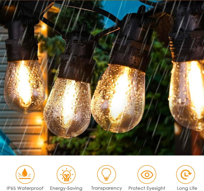 30M LED Lichterkette Aussen, anschliessbare Lichterketten Glühbirnen mit 30+1 S14 LEDs, IP44 Wasserd
