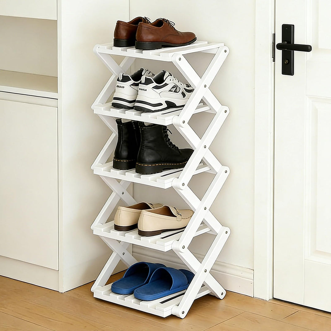 Faltbare Schuhregal, Bambus Kleines Schuhregal Vertikales Schuhregal Freistehendes Regal für Korrido