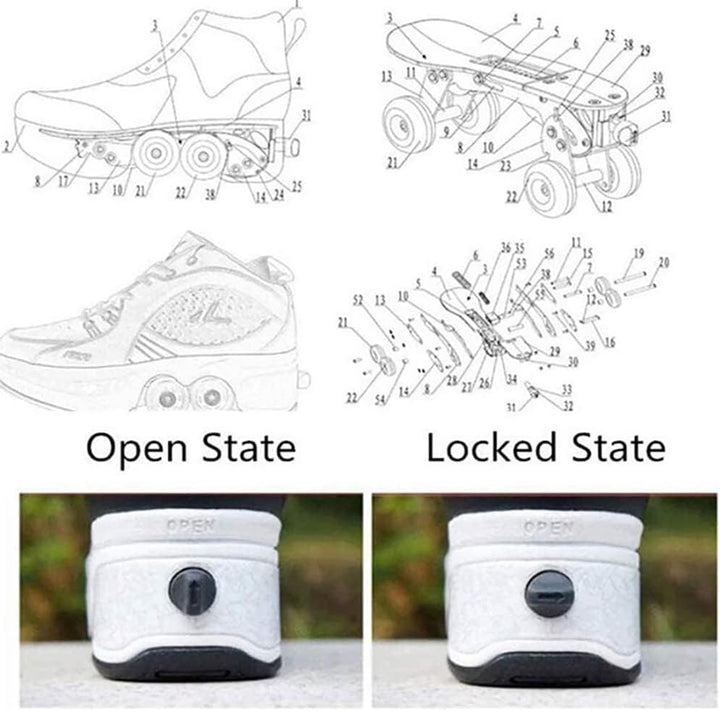 LDRFSE Schuhe mit Rollen, Rollschuhe Skateboard Schuhe Kinderschuhe Mit Rollen Skate Shoes Rollen Sc