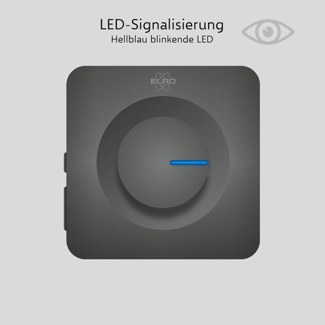 ELRO DB3000-P1C1B Funk Türklingel Set Tragbare Empfänger mit Batterie-Wasserdicht, 100m Reichweite,