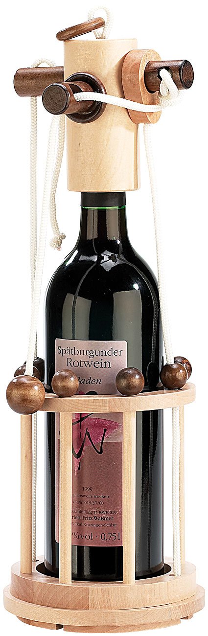 Playtastic Flaschenpuzzle: Flaschen-Puzzle Verona aus stabilem Echtholz (Unmögliche Flaschen Puzzle)