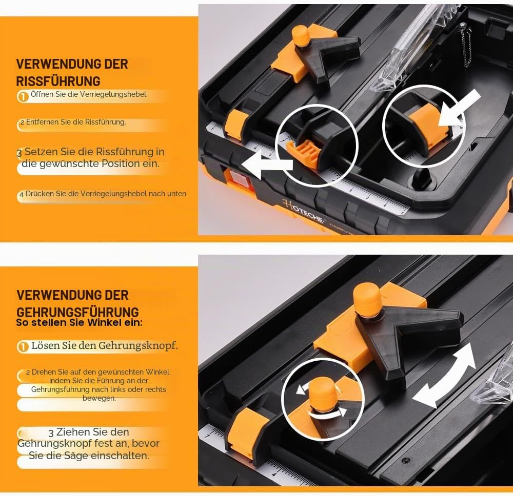 Hoteche elektrischer Fliesenschneider 500W mit Elektromagnetischem Schalter 5200RPM Arbeitsfläche 33