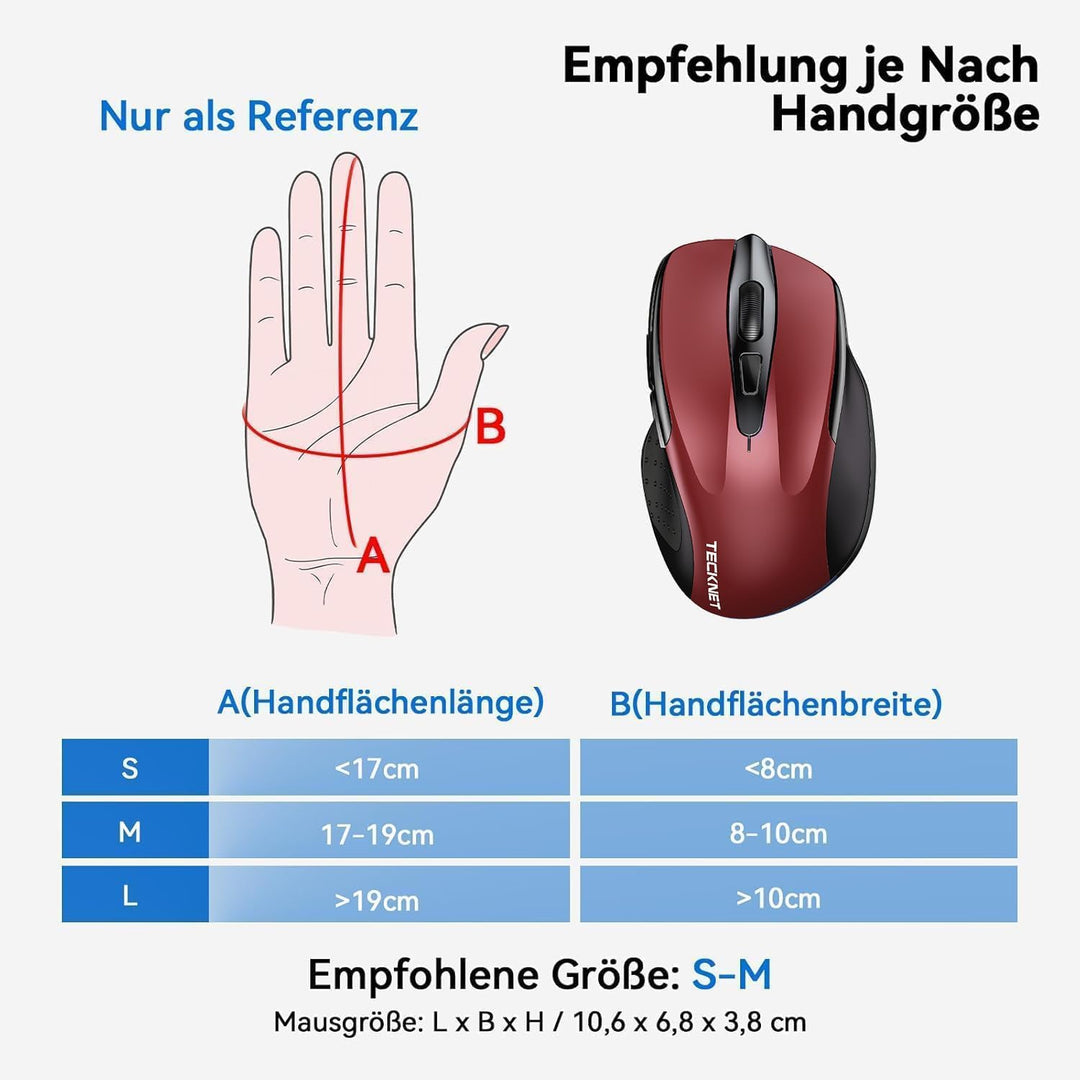 TECKNET Bluetooth Maus mit Jiggler, Wiederaufladbare Maus Kabellos für Laptops(DREI Modi: BT 5.0/3.0