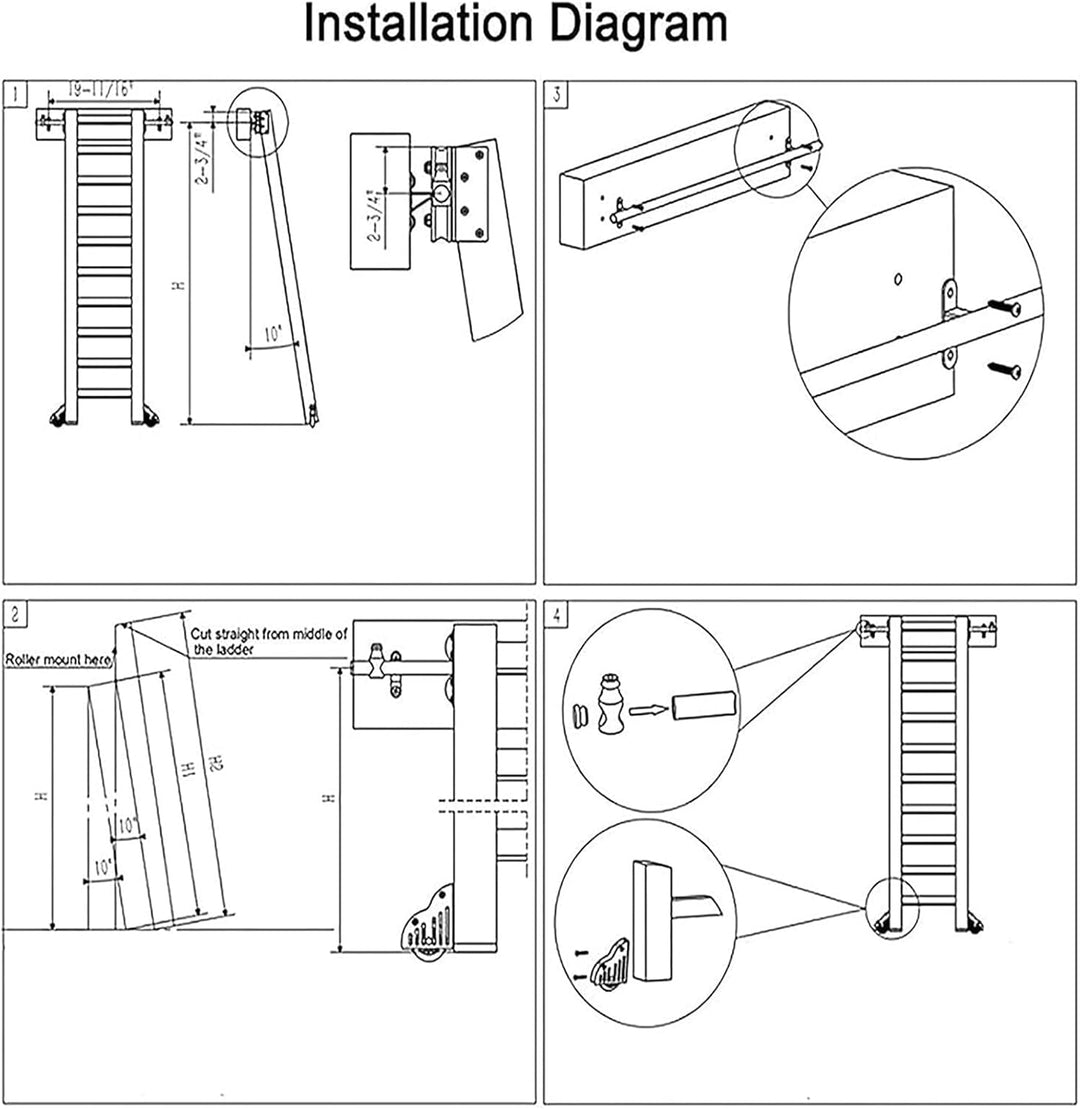 Rollbares Bücherregalleiter-Hardware-Set, robuste Gleitschienen und Schienensystem für Regale und La