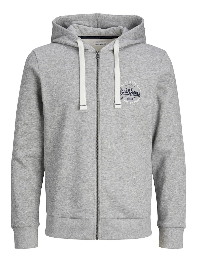 JACK & JONES Herren Jjmikk Sweat Zip Hood Pls Kapuzenjacke 3XL Grosse Grössen Light Grey Melange, 3X
