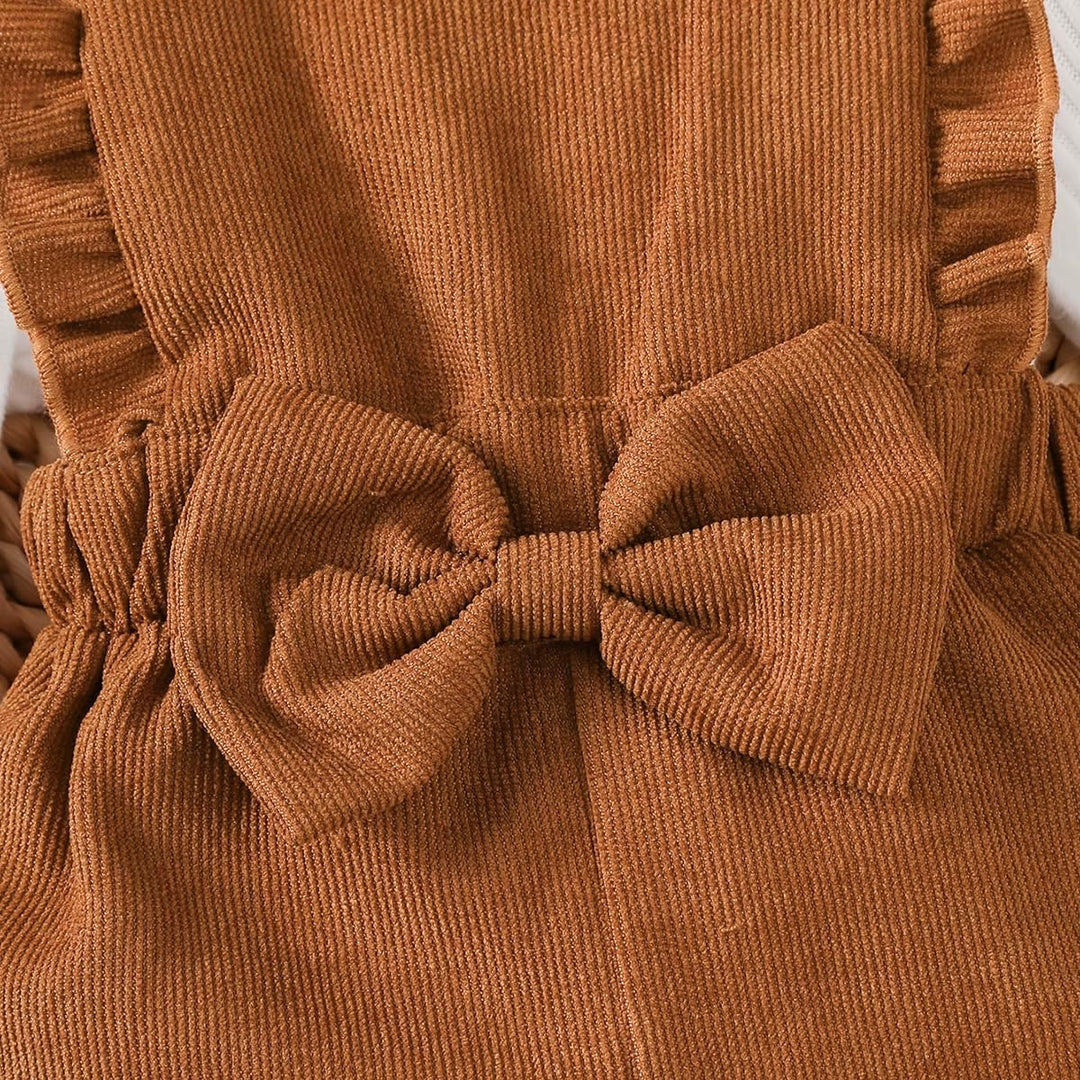 Baby Mädchen Kleidung Langarmshirt Stehkragen Rüschen Cordhose Trägern | Outfit für Mädchen Bestehen
