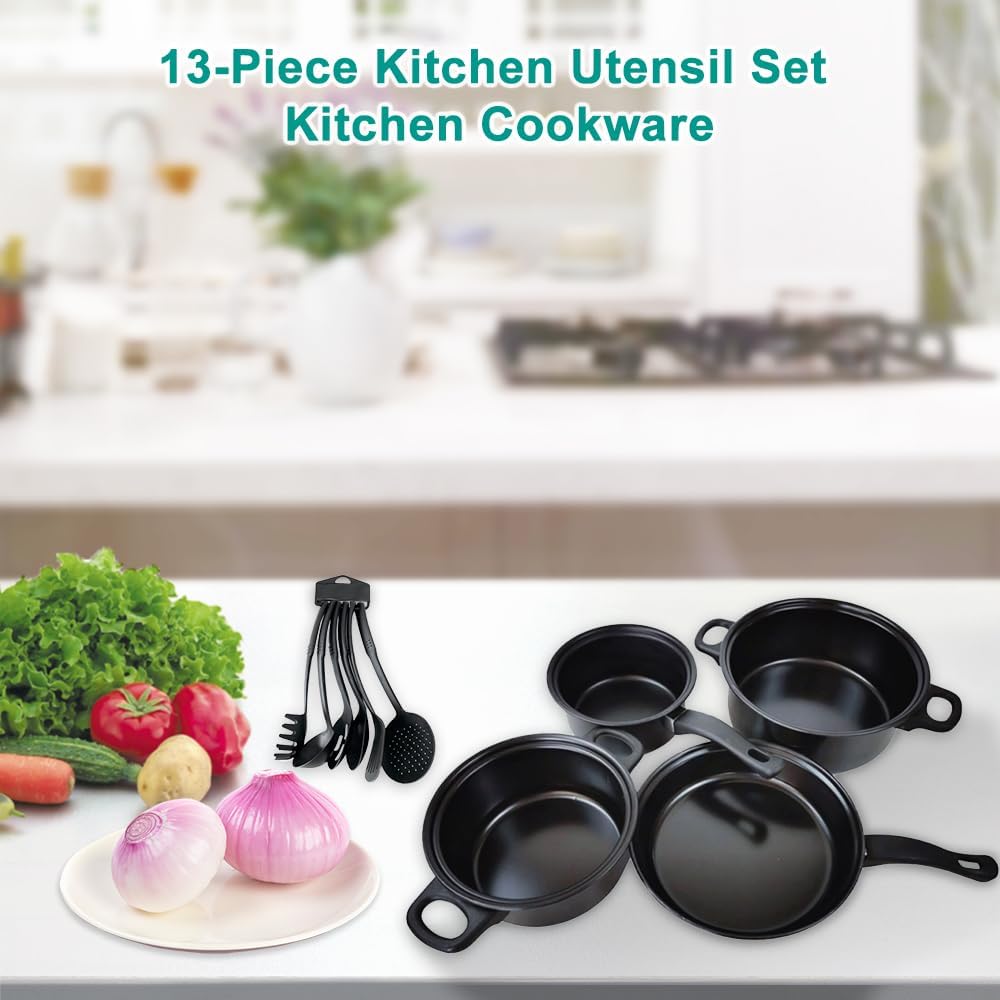 13-Piece Cookware Set, Antihaftbeschichtetes Töpfe- und Pfannenset, Küchenutensilien-Set, Küchenkoch