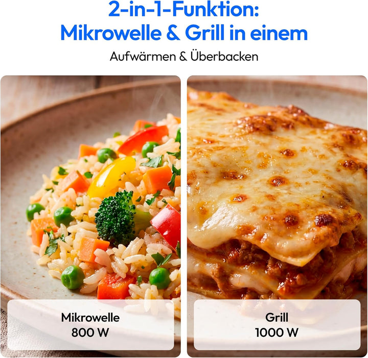 MEDION Retro Mikrowelle mit Grill - 20 Liter klein &amp; kompakt - petrol | 800 Watt, 5 Mikrowellenstufe