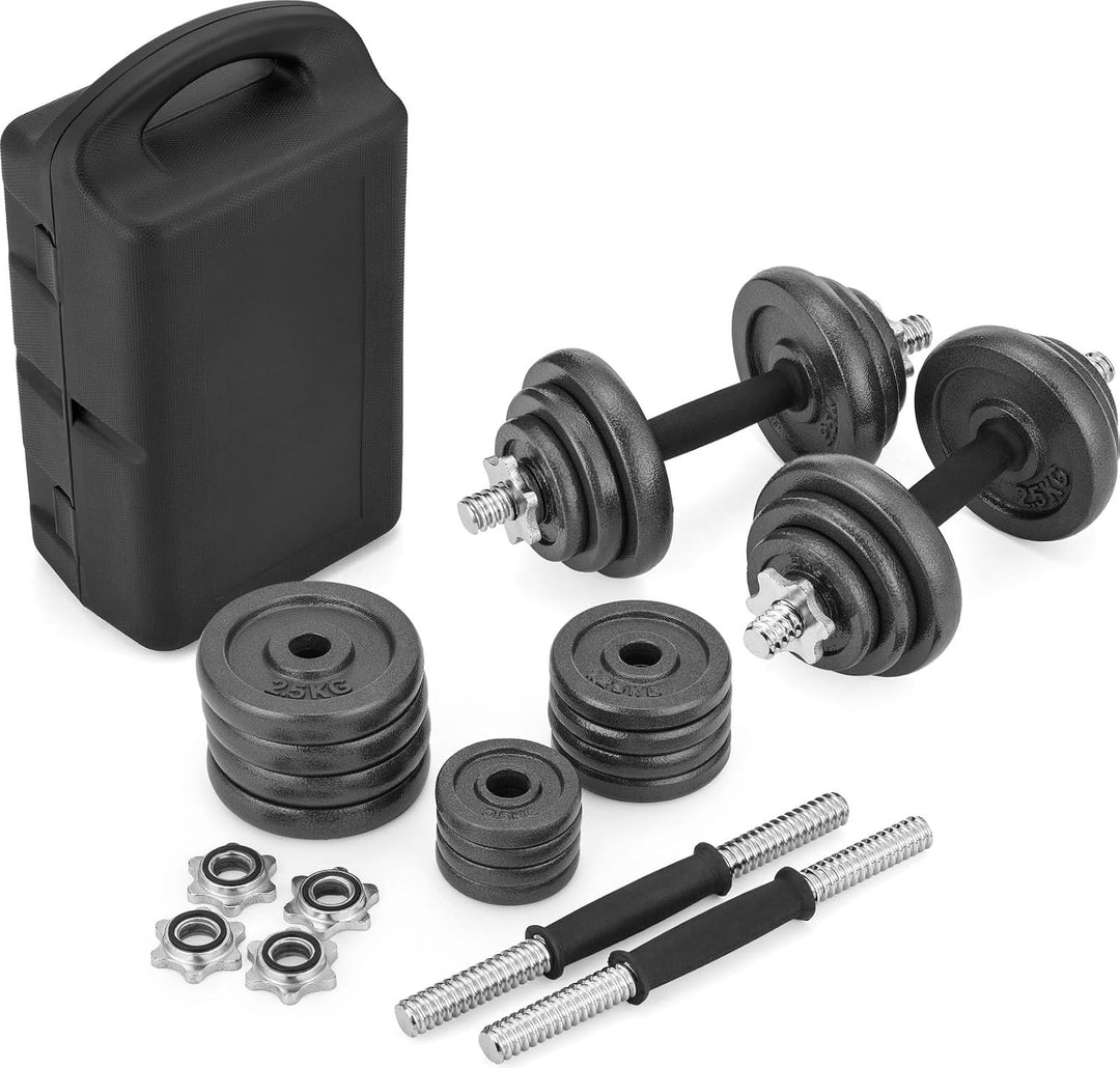 Gusseisen Hantelset mit Sternverschlüsse - 20kg Hantelset - Verchromten Hantelstange, Verstellbare K