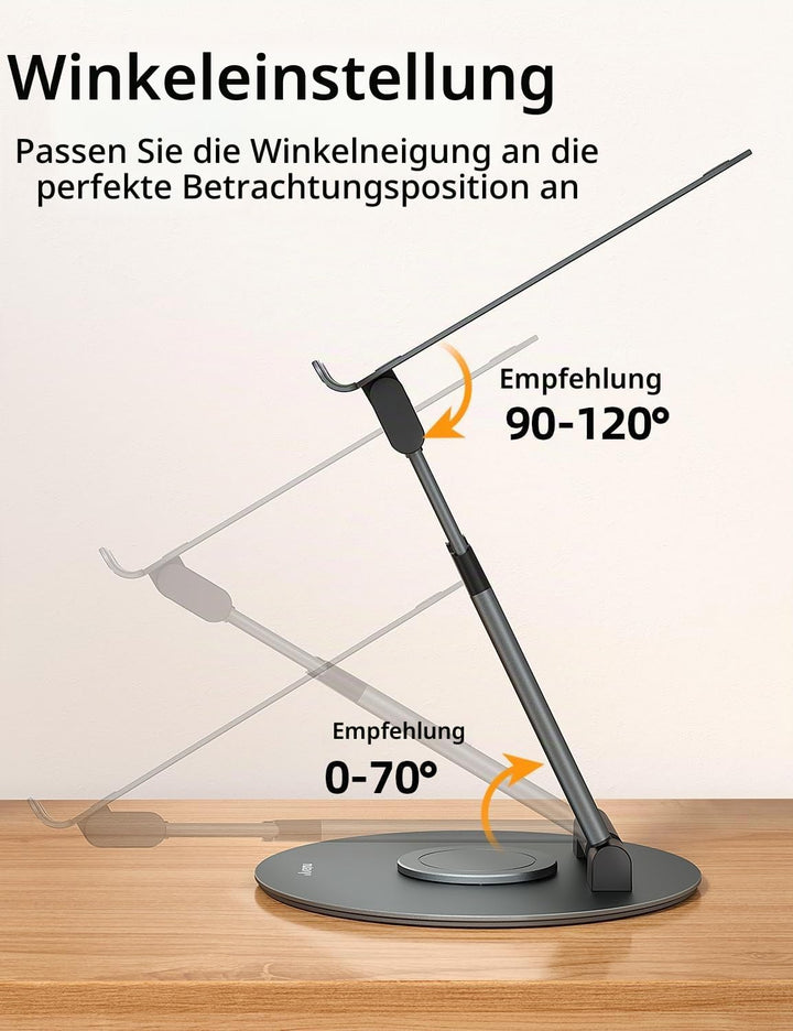 NULAXY Ausziehbare Laptop Ständer mit 360 Drehbarer Basis, Ergonomischer Laptopständer Höhenverstell