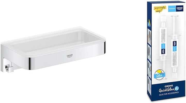 GROHE Start Cube - Seifenschale (verdeckte Befestigung, langlebig), chrom, 41107000 + Kleber- Set fü