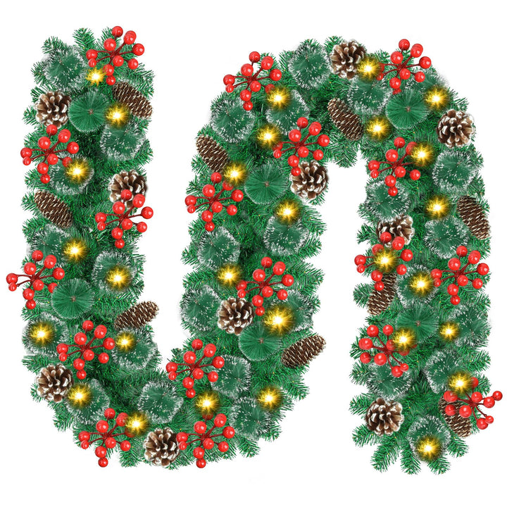 Timiyou Weihnachtsgirlande, 9Ft Tannengirlande mit Tannenzapfen und Rote Beere, Christmas Decoration