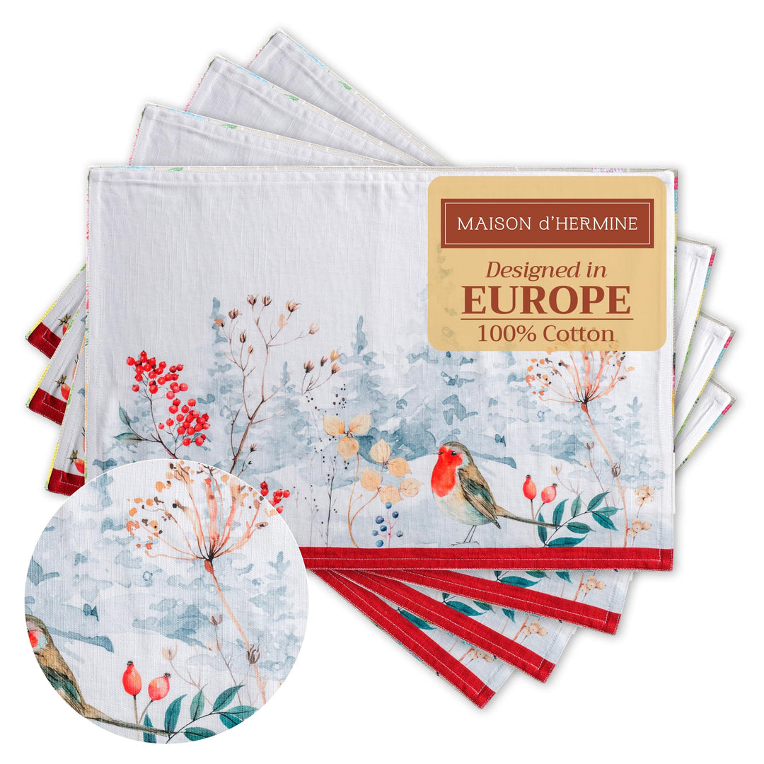 Maison d' Hermine Tischsets, 100% Baumwolle Set mit 4, 33cm x 48cm Tischset für Abendessen, dekorati