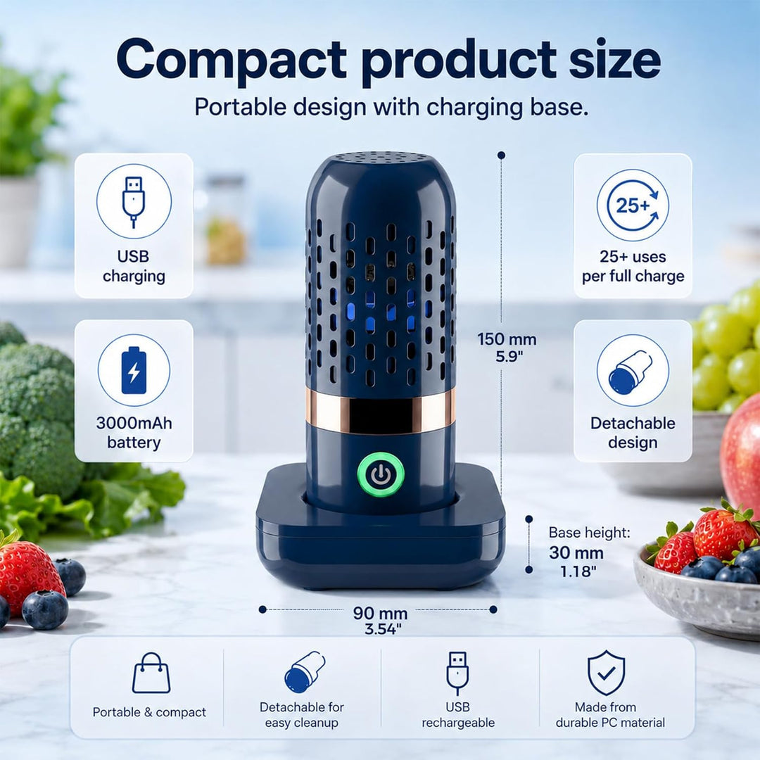 Sonhomay Obst- und Gemüsewaschmaschine Portable USB Wiederaufladbare Obstreinigungsmaschine für Obst