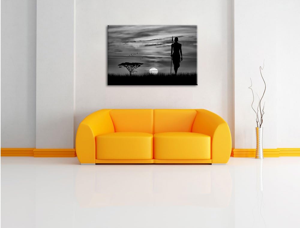 Pixxprint Roter Sonnenuntergang in Afrika als Leinwandbild/Grösse: 100x70 cm/Wandbild/Kunstdruck/fer