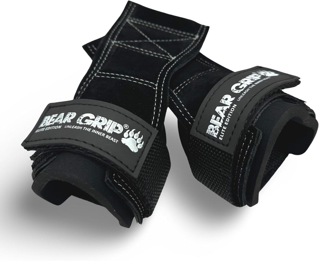 BEAR GRIP Multi-Grip-Riemen/Haken, hochwertige strapazierfähige Gewichthebergurte/Handschuhe. Leder,