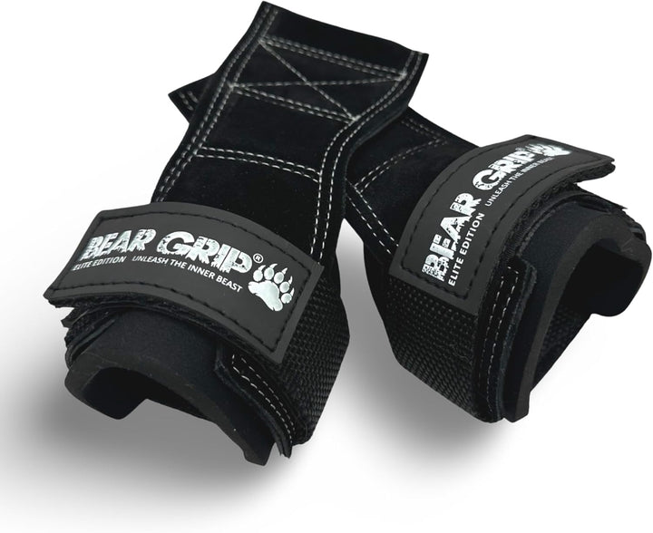 BEAR GRIP Multi-Grip-Riemen/Haken, hochwertige strapazierfähige Gewichthebergurte/Handschuhe. Leder,