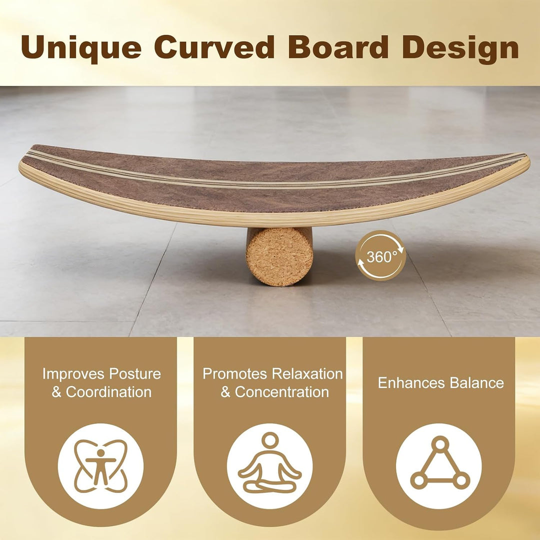 Balance Board aus Eichenholz,FSC-zertifizierter Gleichgewichtstrainer,Waveboard Surf Balance Board E