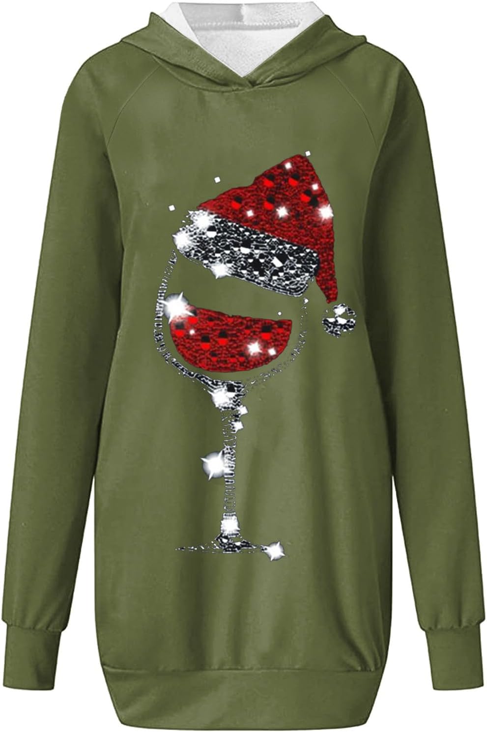 Weihnachtskleid Damen Hoodie Langarm Hoodie Kleid Sweatkleid Long Kapuzen Sweatshirt Kleider Pullove