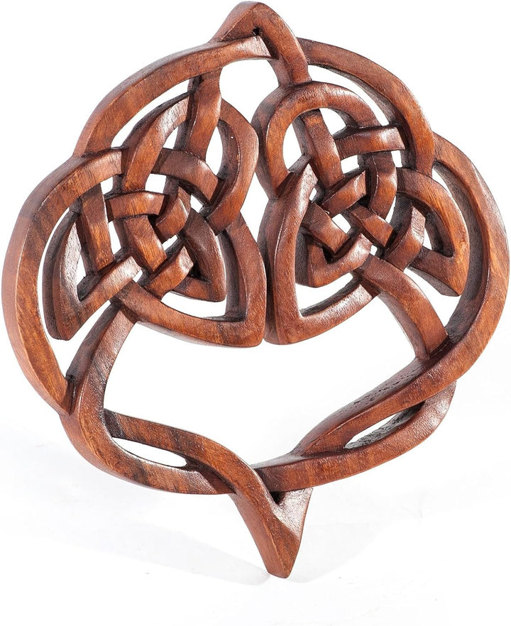 Windalf Irisches Celtic Wandbild INALA 23 cm Keltische Herz Wandrelief Holzbild Geschnitztes Ornamen