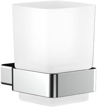 emco LOFT Glashalter mit Glas zur Wandmontage, eleganter und kompakter Zahnbürstenhalter aus Alumini