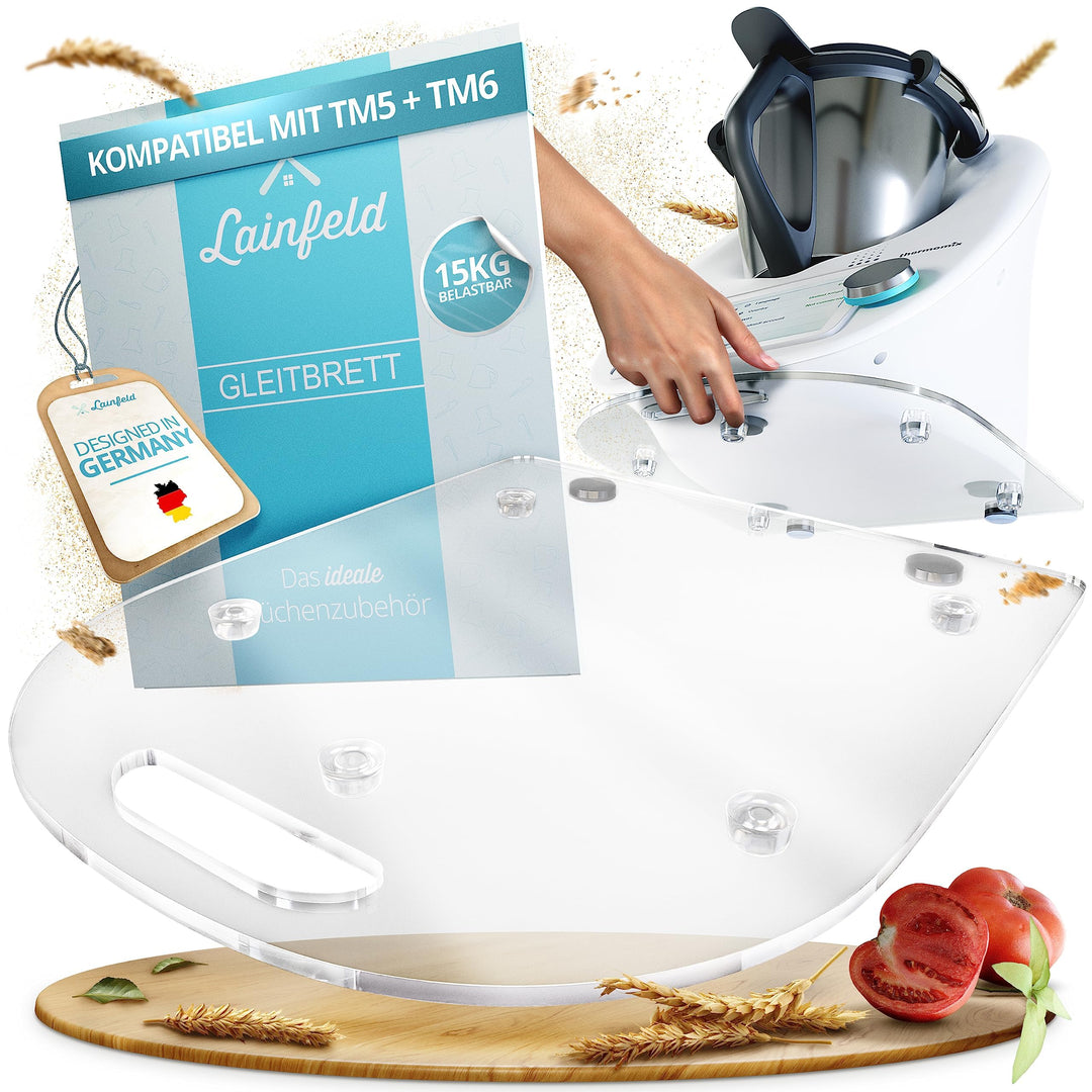 Gleitbrett für Thermomix TM6 TM5 | Transparentes Premium Acrylglas | Müheloses Verschieben ohne Besc