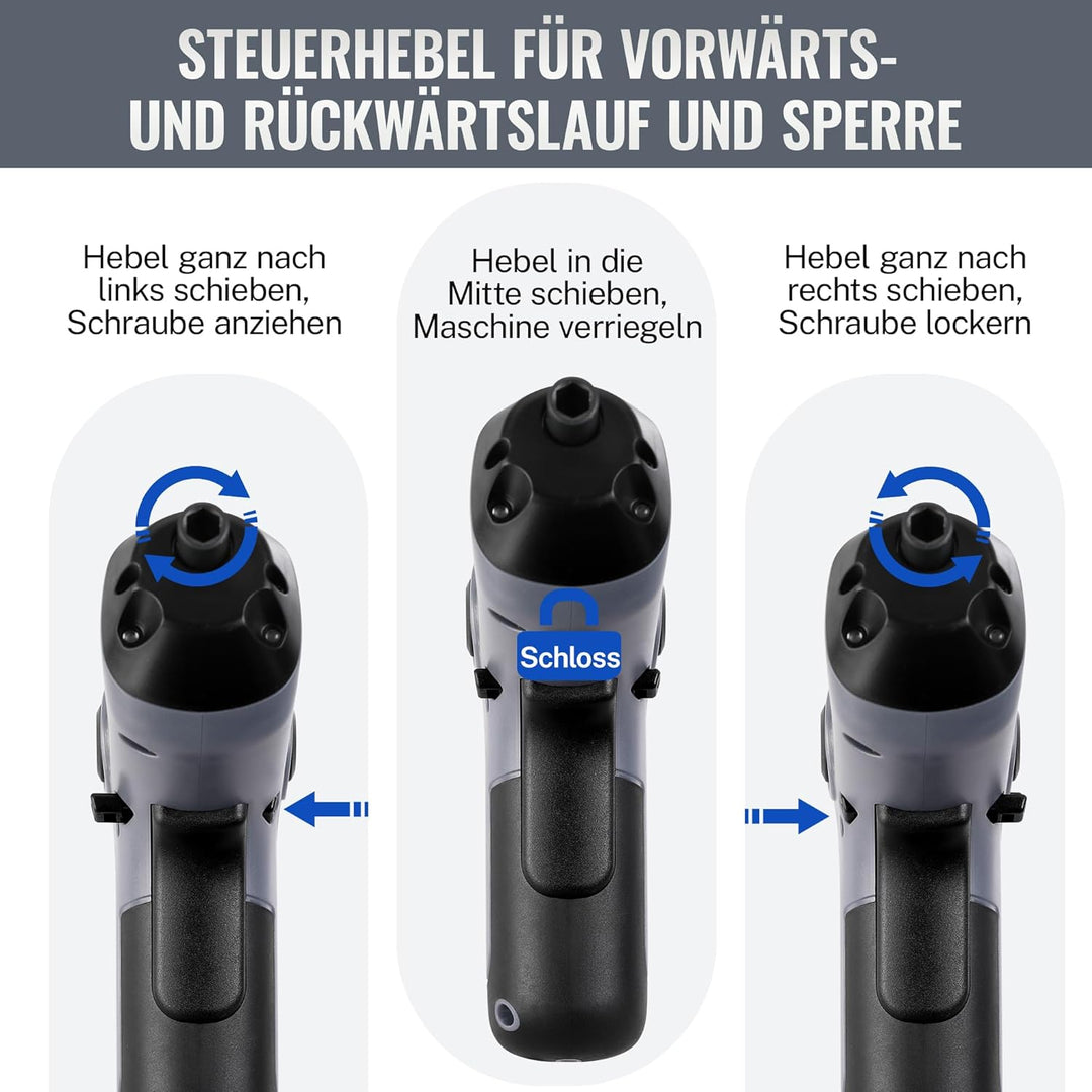 WORKPRO Akkuschrauber Set 3,6V, Exzentrischer Schraubendreher, mit 21 Bits und Verlängerungsstange,