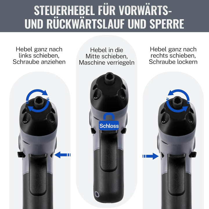 WORKPRO Akkuschrauber Set 3,6V, Exzentrischer Schraubendreher, mit 21 Bits und Verlängerungsstange,