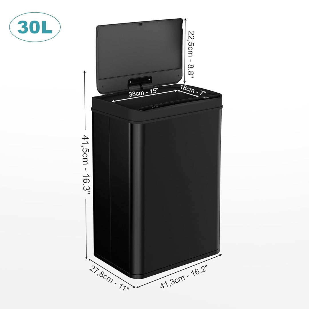 Ribelli Edelstahl Mülleimer 30 Liter - Abfalleimer mit Sensor - Automatisches Öffnen und Schliessen