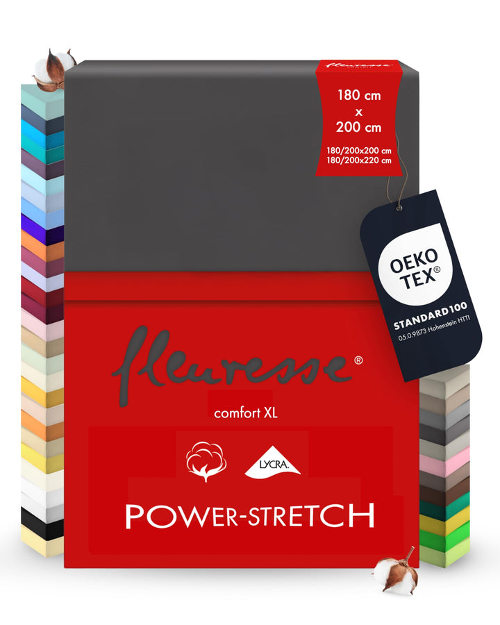 fleuresse 1119 XXL Jersey Stretch Spannbetttuch (96% Baumwolle, 4% Elasthan), mit Rumdumgummizug, Ök