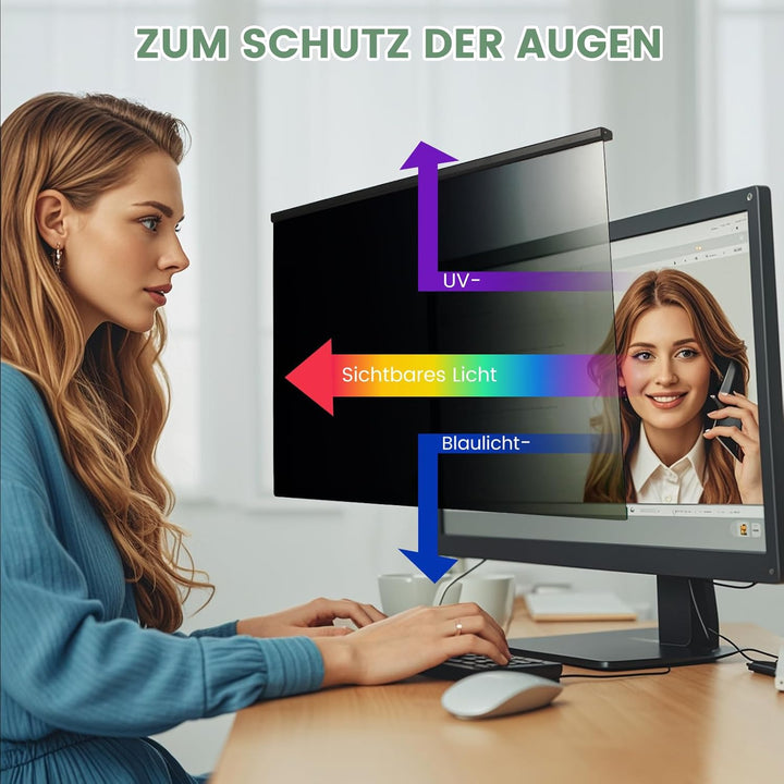 EliWhale Abnehmbare Sichtschutzfolie für 31,5-32 Zoll 16:9 Monitor, Hängender Datenschutzfilter mit