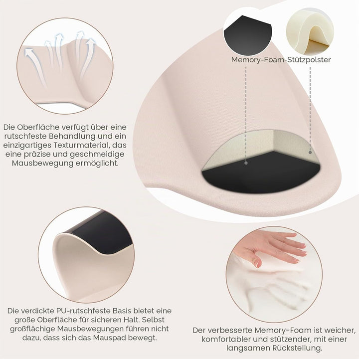 MOSISO Handgelenkauflagen für Mauspad&amp;Tastatur Set,Ergonomisches Mauspad Rutschfester Boden Zuhause/