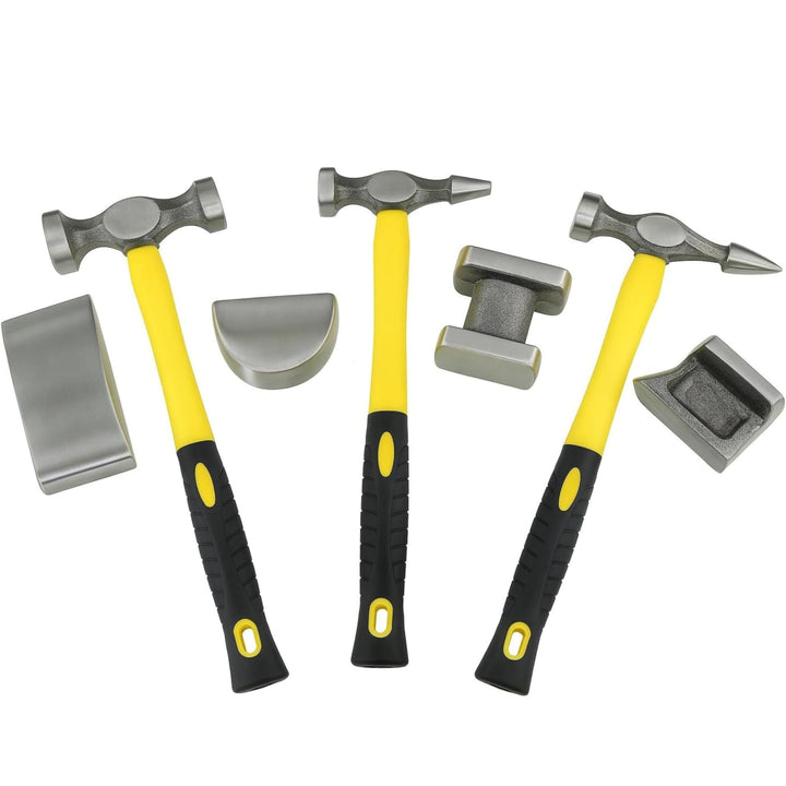 TOPWAY Karosserie-Ausbeul-Satz 7-tlg, Reparaturset für Karosserie, Hammer und Puppen-Set Professiona