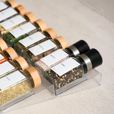 KIVY Salz und Pfeffermühle 2er Set + 8 Wasserfeste Label - Verstellbares Keramikmahlwerk - Gewürzmüh