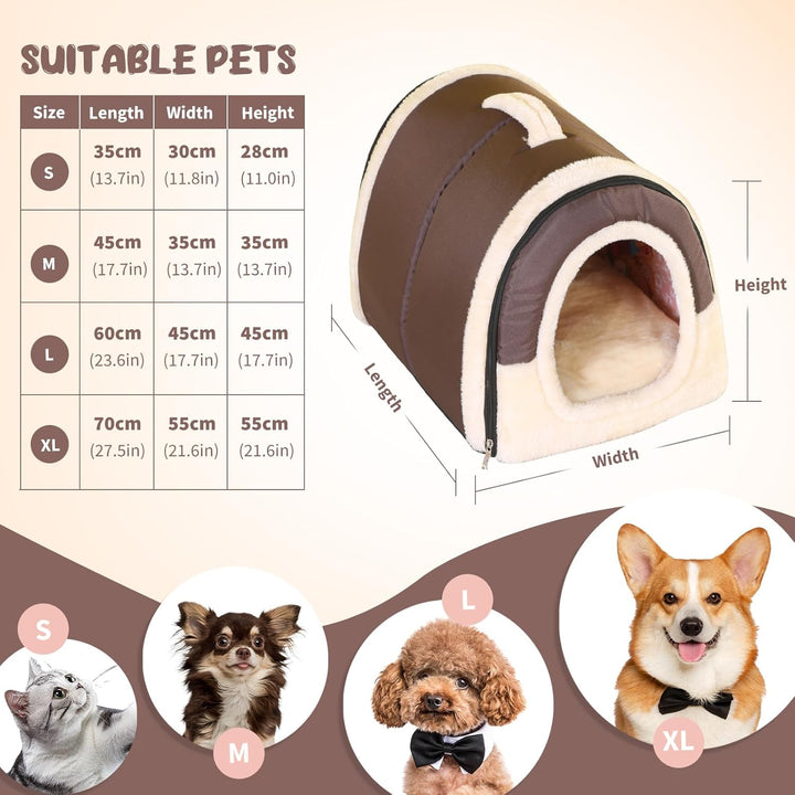 PETCUTE Hundebett hundehöhle Katzenbett Katzenhöhle Kuschelhöhle Katzenhaus Faltbare gemütliche Welp