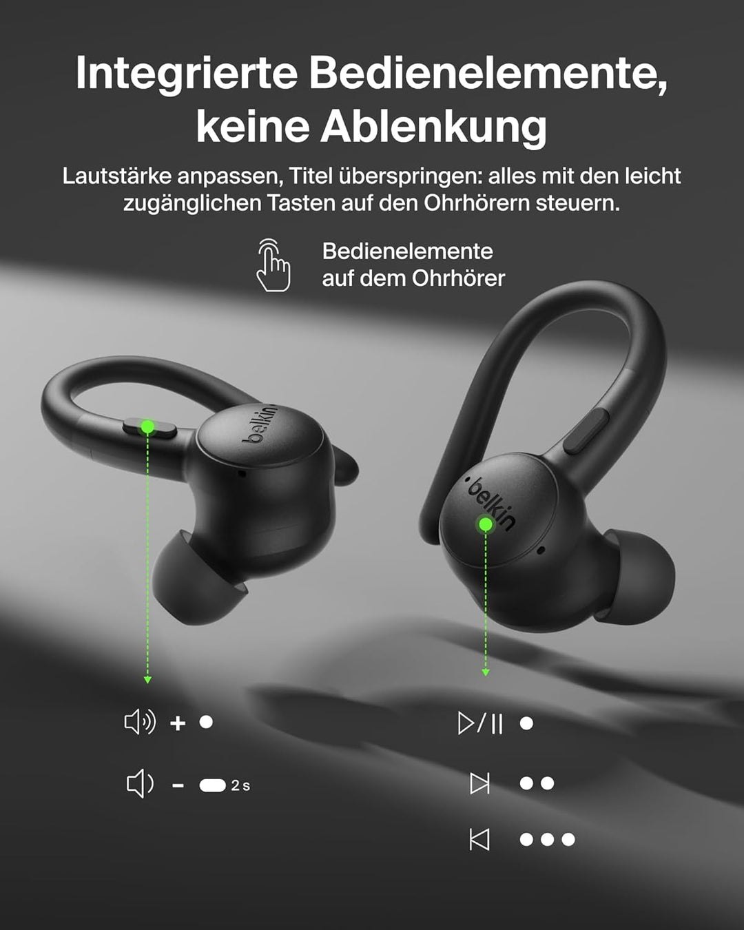 Belkin SoundForm ActiveFit In Ear Kopfhörer Kabellos Bluetooth mit Mikrofon, Schnellladen mit USB-C,