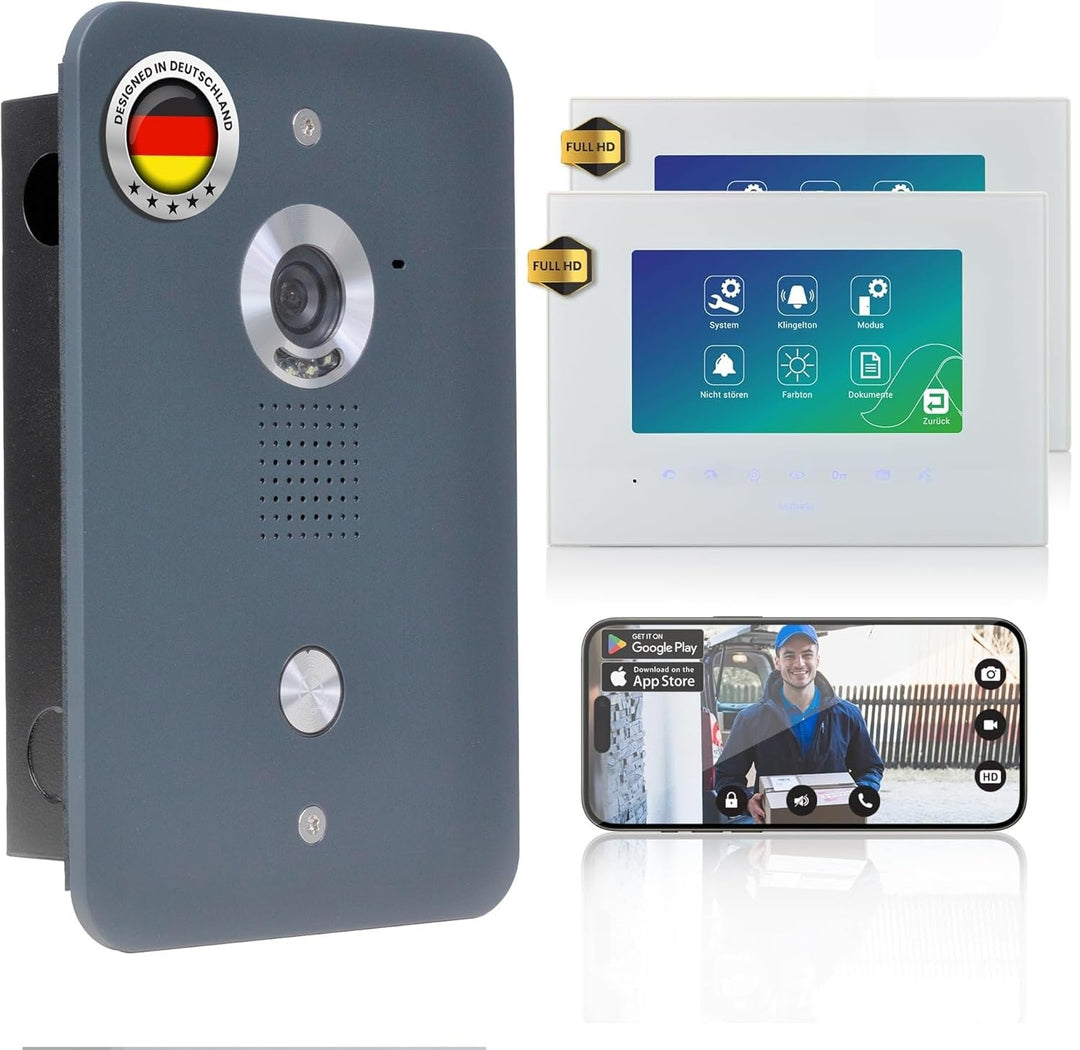 MATHFEL 4 Draht Video Türsprechanlage Gegensprechanlage mit 2x7 '' Monitor, personalisierte Gravur 2