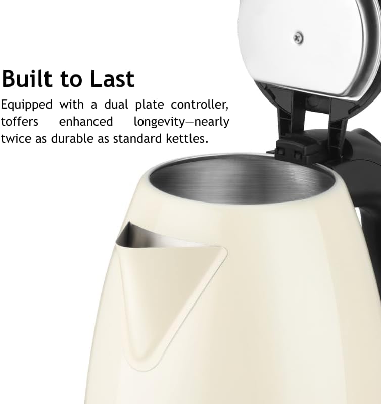 Hagen, Kompakter elektrischer Wasserkocher aus Edelstahl, Elegantes Design, 360° Basis, Kapazität 1,