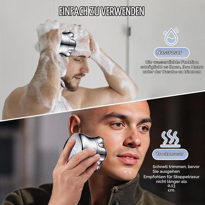 7D Glatzen Rasierer Herren,Magnetische Schwebender Kopf &amp; LED-Anzeige,2 Geschwindigkeitsmodi,Wasserd