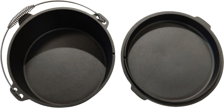 GEDA Grill Dutch Oven Set 5,6L + 9L – Gusseisentopf Set ohne Füsse, Feuertopf/Schmortopf aus Gusseis