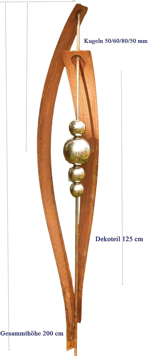 Gartendeko Rost Stecker mit 4 Edelstahlkugeln *