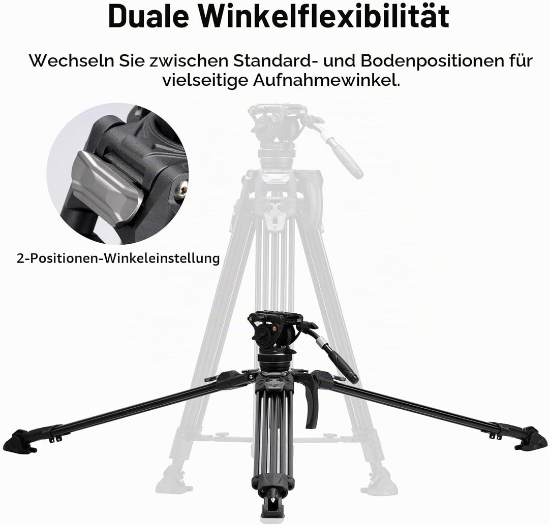 Cayer FA310H Video Tripod with K10 Fluid Head - One-Touch Leg Locks & Rapid Adjust - 22 lbs Load Alu