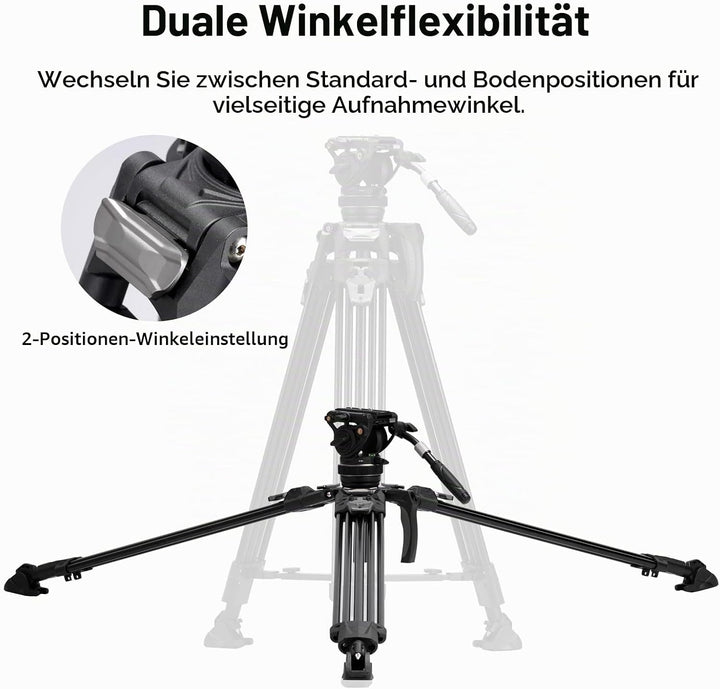 Cayer FA310H Video Tripod with K10 Fluid Head - One-Touch Leg Locks & Rapid Adjust - 22 lbs Load Alu