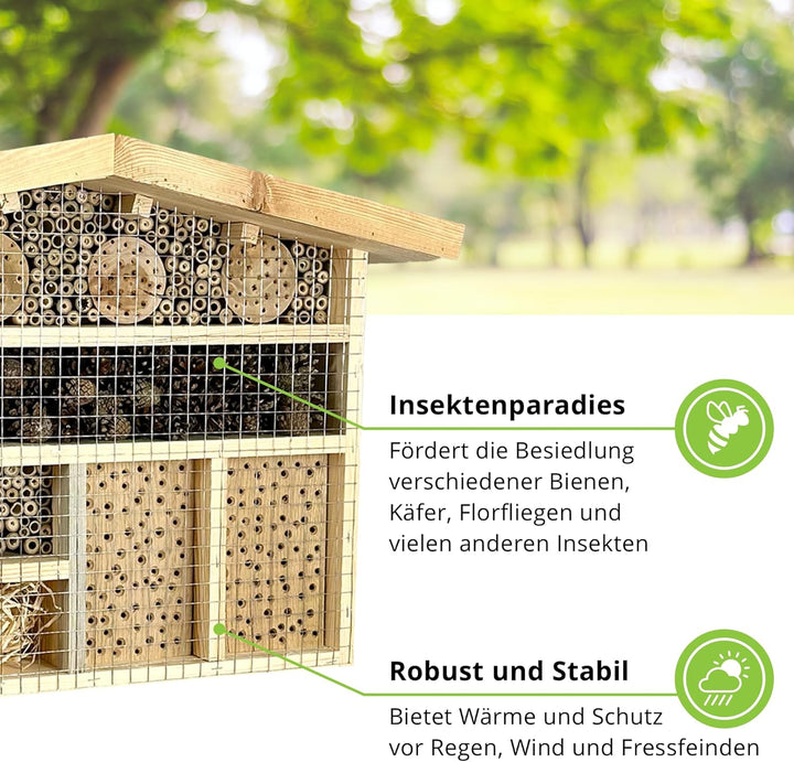 GARTENETAGE XXL Insektenchalet/Bienenhotel Gross zum Aufstellen/Insektenhotel XXL aus Massiv-Holz fü