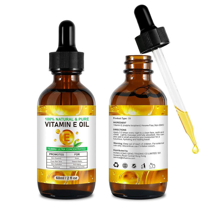 Vitamin E Öl Bio für Kosmetik, Vitamin E Tropfen, 75,000 IU, 100% Reines Natürliches vitamin e Öl fü
