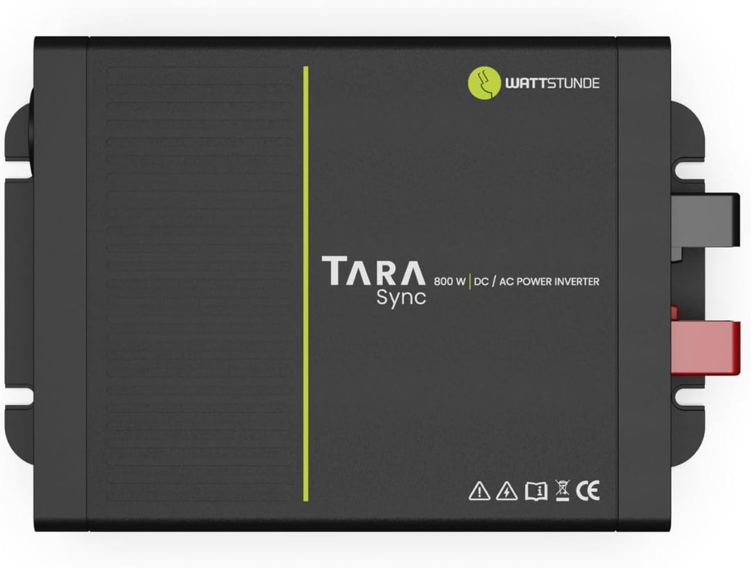 WATTSTUNDE Tara Sync Base 800W Wechselrichter, Reiner Sinus 12V auf 230V, Spannungswandler mit USB f