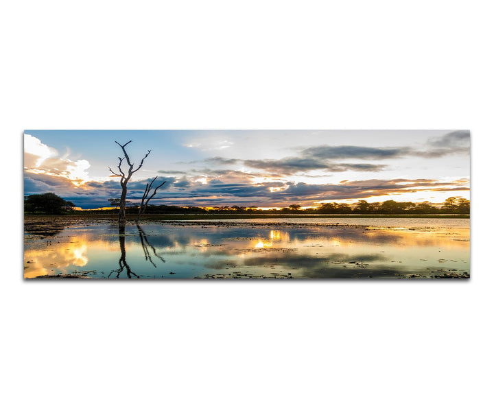 Paul Sinus Art Panoramabild auf Leinwand und Keilrahmen 120x40cm Brasilien Fluss Wolkenhimmel Sonnen