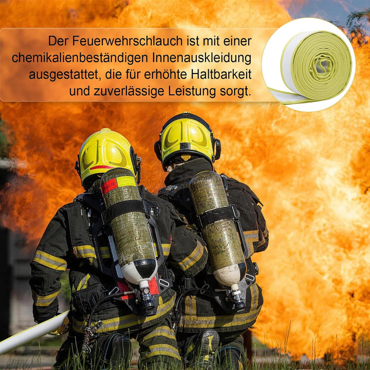 ZYfire Feuerwehrschlauch 25mm x 10m | 1 Zoll Schlauch mit D-Storz Kupplung | Flexibler Wasserschlauc
