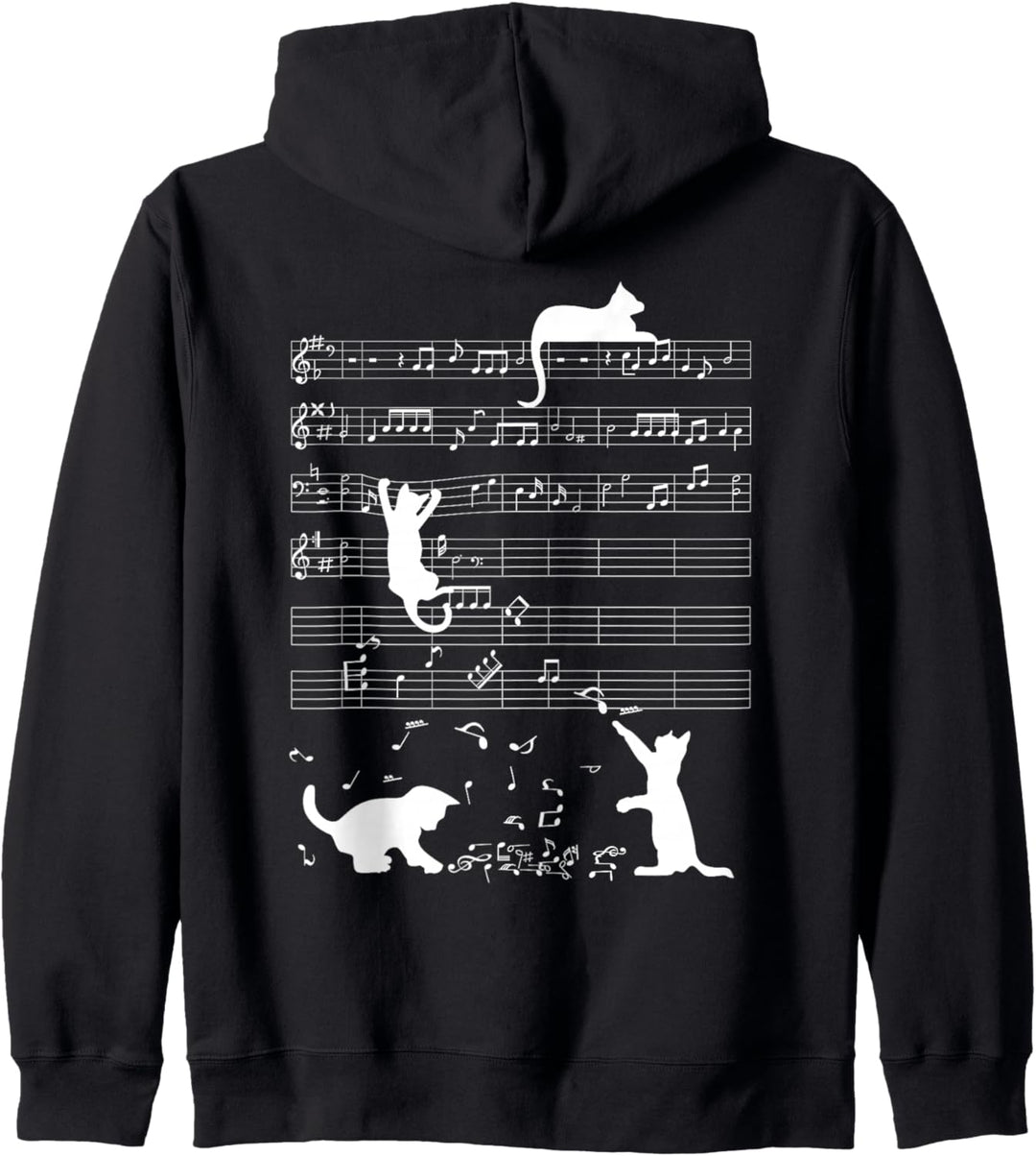 Niedliche Katze Kätzchen Musiknote Notenschlüssel Musiker Kapuzenjacke